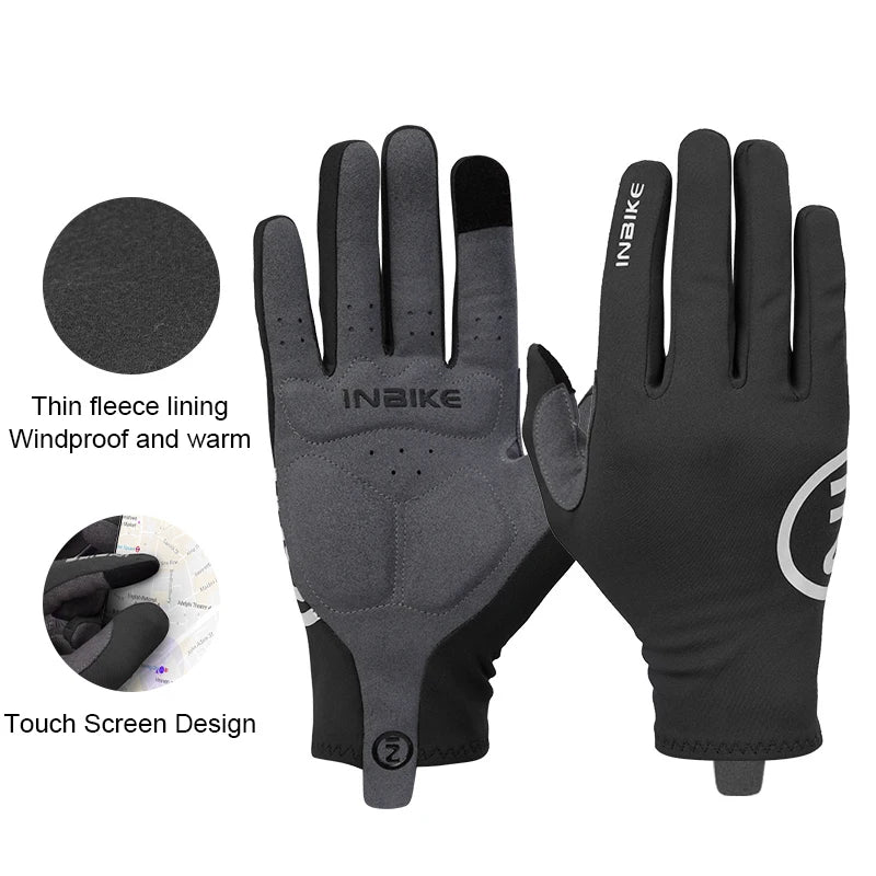INBIKE Autumn Winter Thermal Bicycle Gloves Touch Screen Men Women MTB Road BikeGloves Sports Fitness Outdoor Cycling Gloves