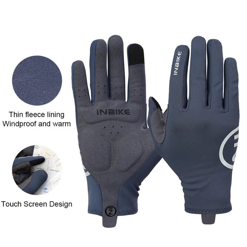 INBIKE Autumn Winter Thermal Bicycle Gloves Touch Screen Men Women MTB Road BikeGloves Sports Fitness Outdoor Cycling Gloves