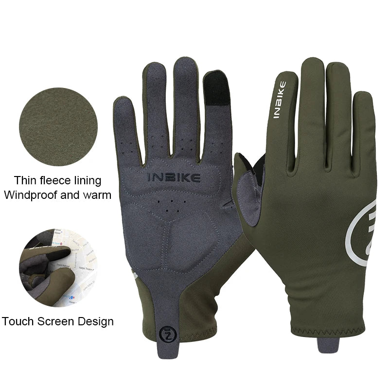 INBIKE Autumn Winter Thermal Bicycle Gloves Touch Screen Men Women MTB Road BikeGloves Sports Fitness Outdoor Cycling Gloves
