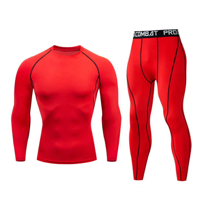 Men's 2/3pcs sets Boxing suit rashguard male kit MMA compression clothing men long-sleeved t-shirt+leggings tracksuit Sport Suit