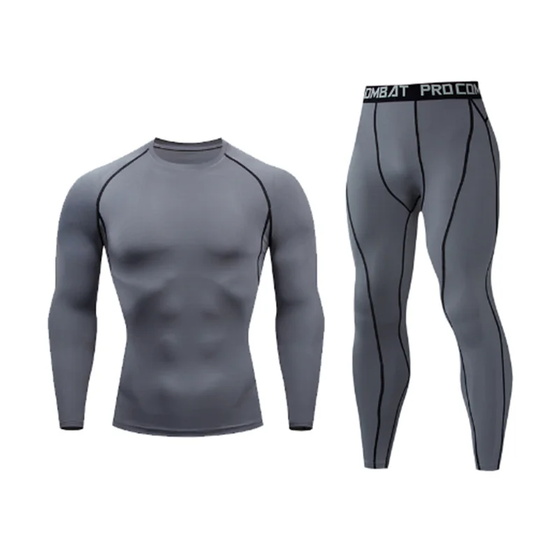Men's 2/3pcs sets Boxing suit rashguard male kit MMA compression clothing men long-sleeved t-shirt+leggings tracksuit Sport Suit