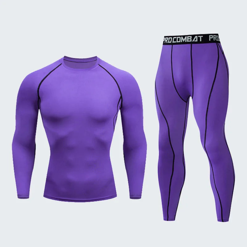 Men's 2/3pcs sets Boxing suit rashguard male kit MMA compression clothing men long-sleeved t-shirt+leggings tracksuit Sport Suit