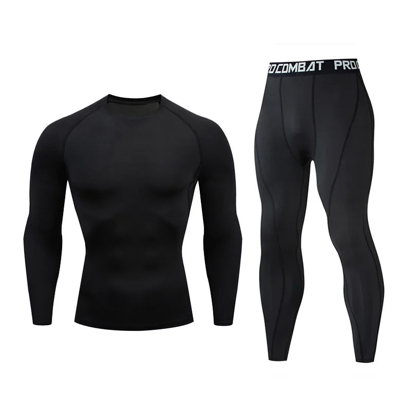 Men's 2/3pcs sets Boxing suit rashguard male kit MMA compression clothing men long-sleeved t-shirt+leggings tracksuit Sport Suit